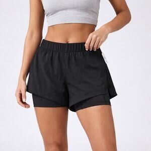 Calia Run Collection High-Rise 2-in-1 Run Shorts Women’s XS Black NWT